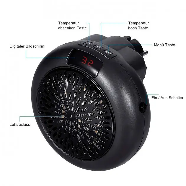 Потужний портативний обігрівач тепловентилятор дуйка Wonder Heater 900W - фото 6