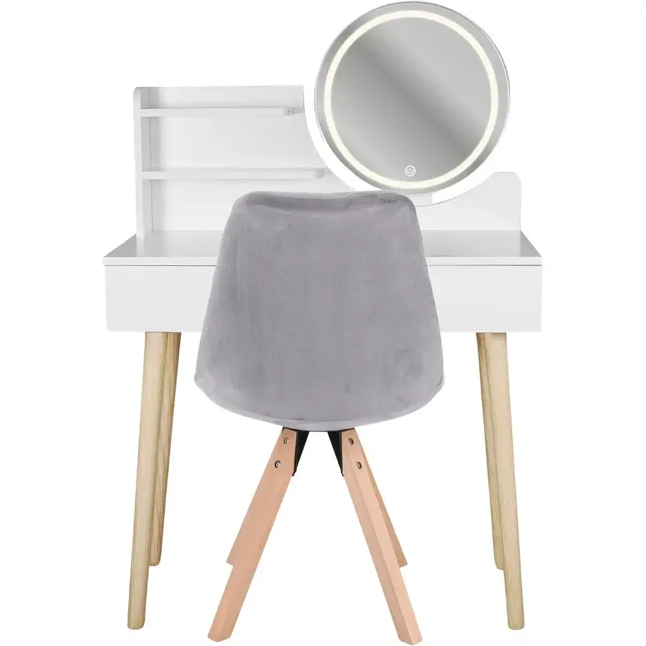 Туалетный столик Jumi Scandi LED + кресло Saida серый - фото 3