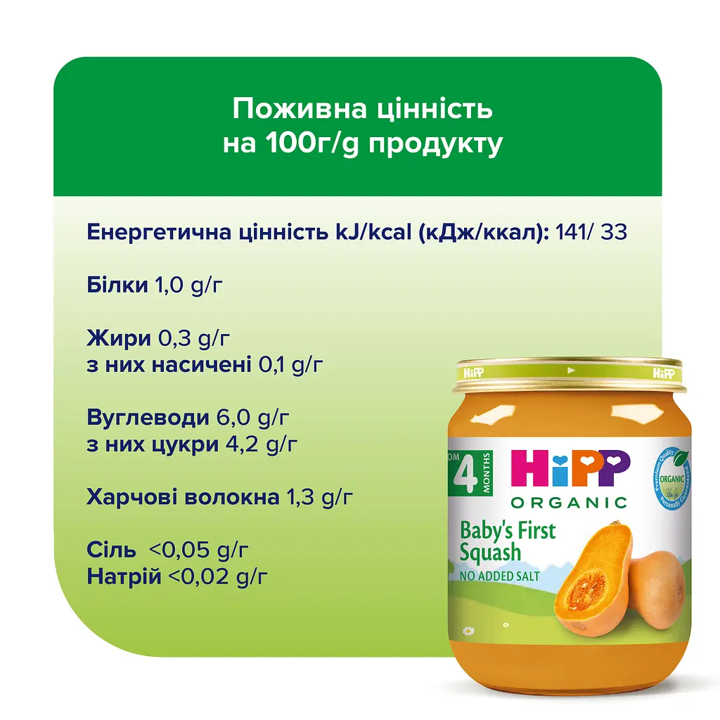 Органічне пюре HiPP Перший дитячий гарбуз 125 г - фото 5