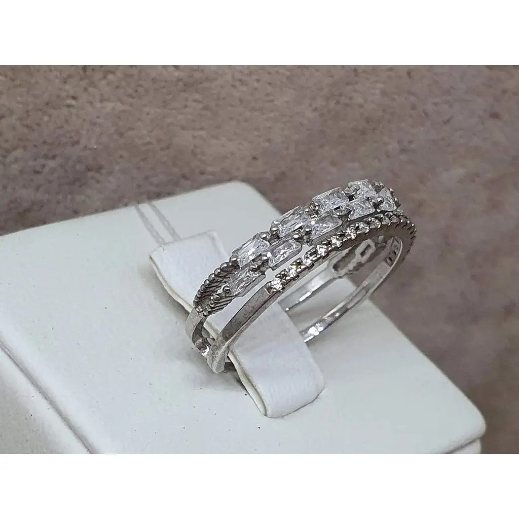 Срібне кільце Імперія золота з фіанітами. КВ1349С 18 - фото 3