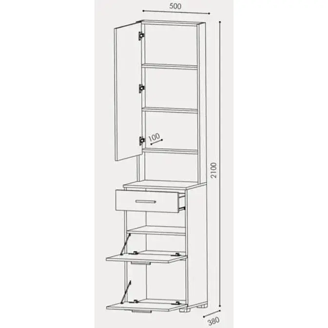 Тумба для взуття з дзеркалом Еверест Бриз ТО-4, 50х38х210 см сонома/трюфель (EVR-2207) - фото 5
