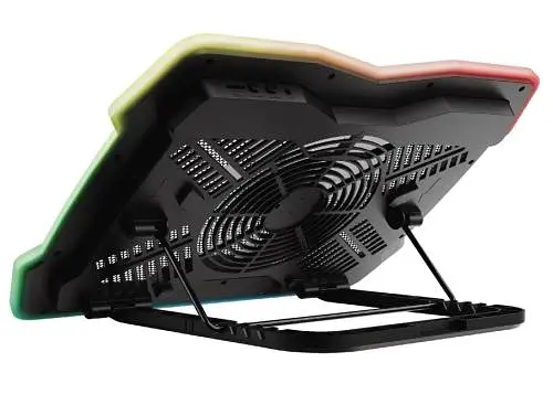 Підставка для ноутбука до 17" Trust GXT 1126 Aura, Black, 1x20 см вентилятор, RGB підсвічування, металеве сітчасте верхнє покриття, 421х312х26 мм, 1 кг (24192) - фото 4