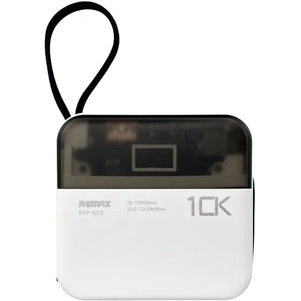 Павербанк Remax RPP-602 / 10000 мАч / до 22.5 Вт / USB-A, USB-C, Lightning / PD+QC / С кабелем / Білий - фото 8