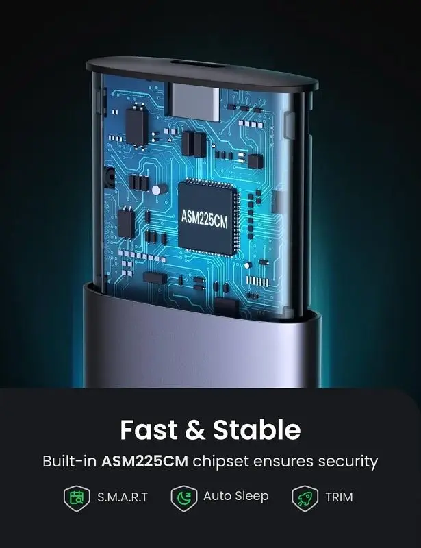 Зовнішня кишеня для накопичувача UGREEN USB-C Female to M.2 M-Key 10G Enclosure C TO C Cable 50cm (UGR-10902) - фото 6