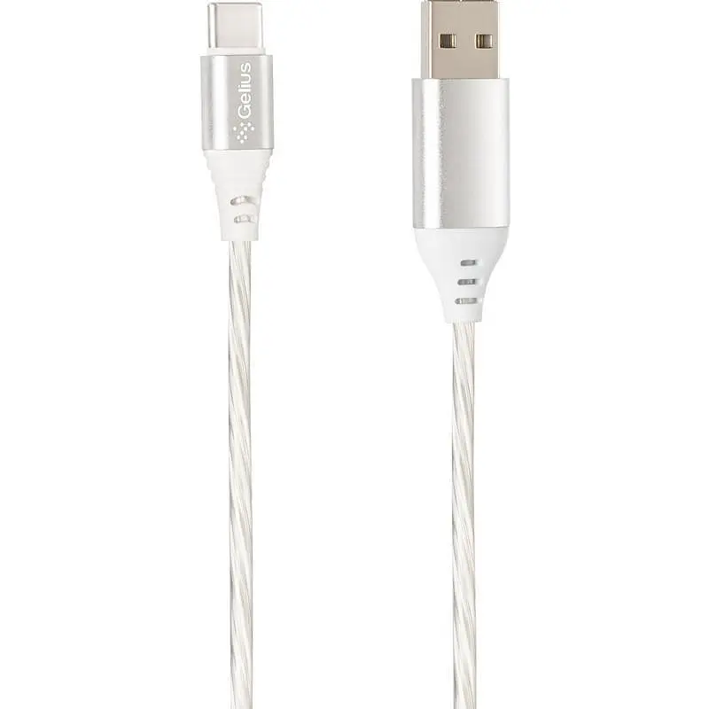 USB кабель Gelius Pro LED RGB GP-UC06c Type-C Silver - фото 6