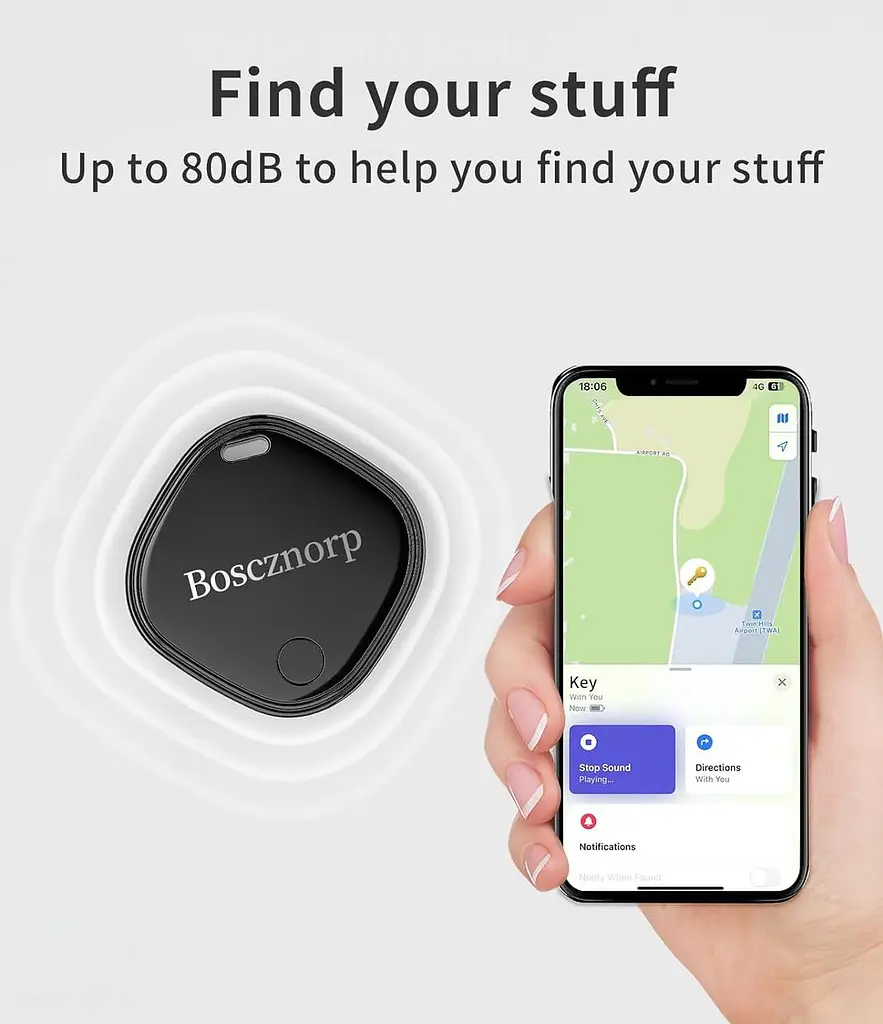 Boscznorp Air Tracker Tag 2 шт. з Apple Find My (тільки iOS) Суперлегкі шукачі предметів для ключів, гаманця, багажу, рюкзака, змі - фото 3