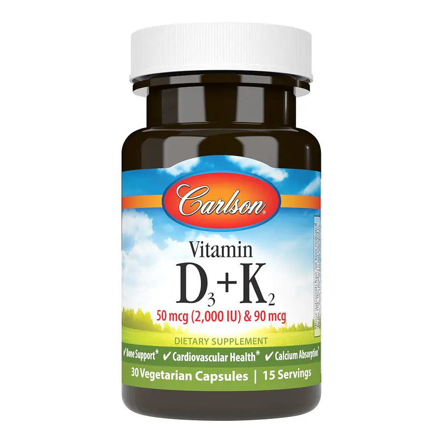 Вітаміни та мінерали Carlson Labs Vitamin D3 + K2, 30 вегакапсул