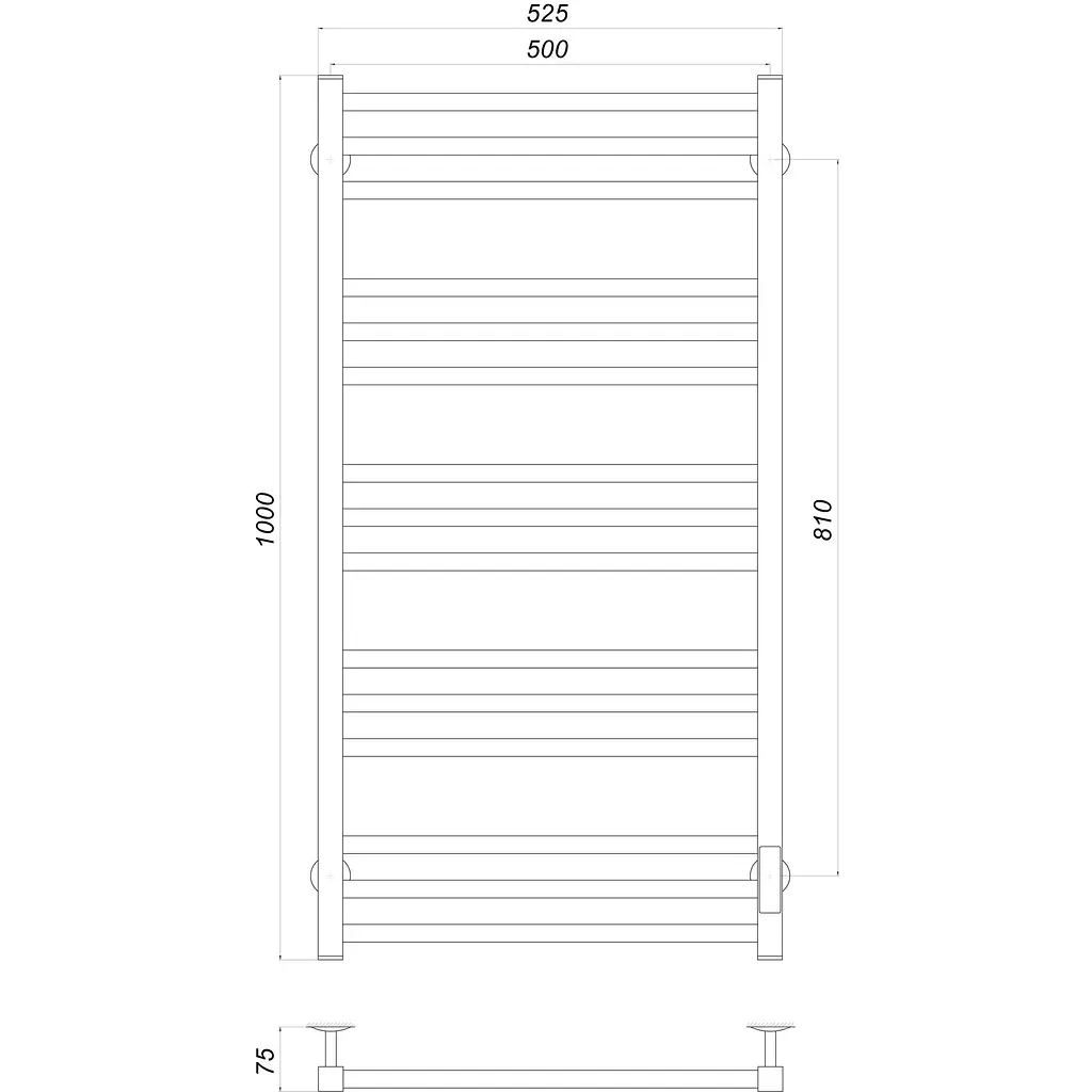 Рушникосушарка UNIO MS EU 1000-500-15 BLK Модена чорна (22548) - фото 4
