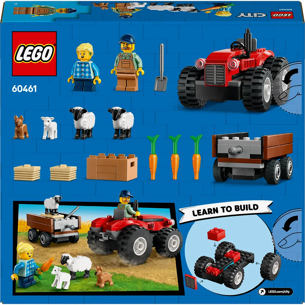 Конструктор LEGO City Червоний фермерський трактор із причепом і вівцями 116 деталей (60461) - фото 2