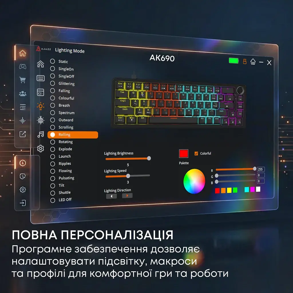 Клавіатура Ajazz AK690 Peach Mist Switch USB UA White (AK690-PM-W) - фото 8
