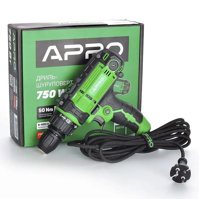 Дрель-шуруповерт сетевой Apro D750C 0-400/0-1600 об/мин 30412 - фото 4