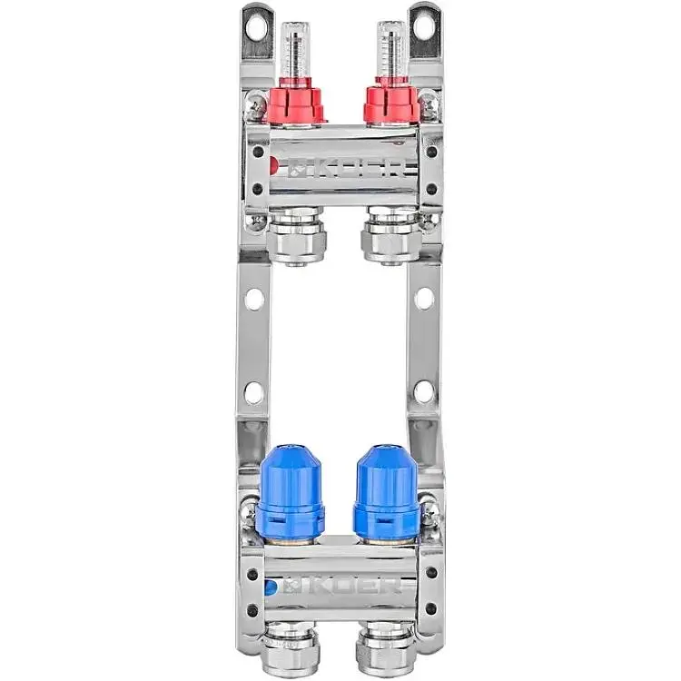 Колекторний блок з витратомірами та євроконусами Koer KR.1210-2 - 1"x2 Ways KR5264