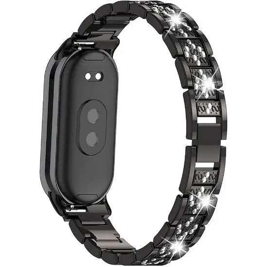 Ремінець DK для Xiaomi Mi Smart Band 8 Metal Band Fitlink Diamond (016444) (black) - фото 5