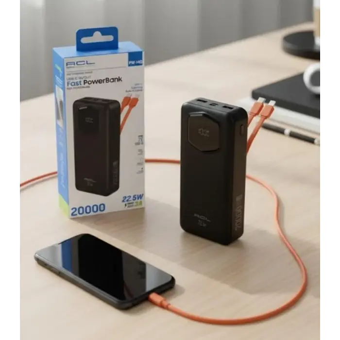 Зовнішній акумулятор Power bank ACL PW-140 20000 mAh PD22,2W+QC3.0 батарея швидке заряджання Чорний - фото 4