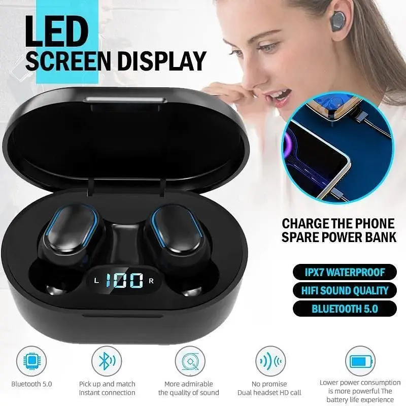Бездротові навушники E7S TWS Bluetooth 5.0 6D водонепроникні  - фото 5