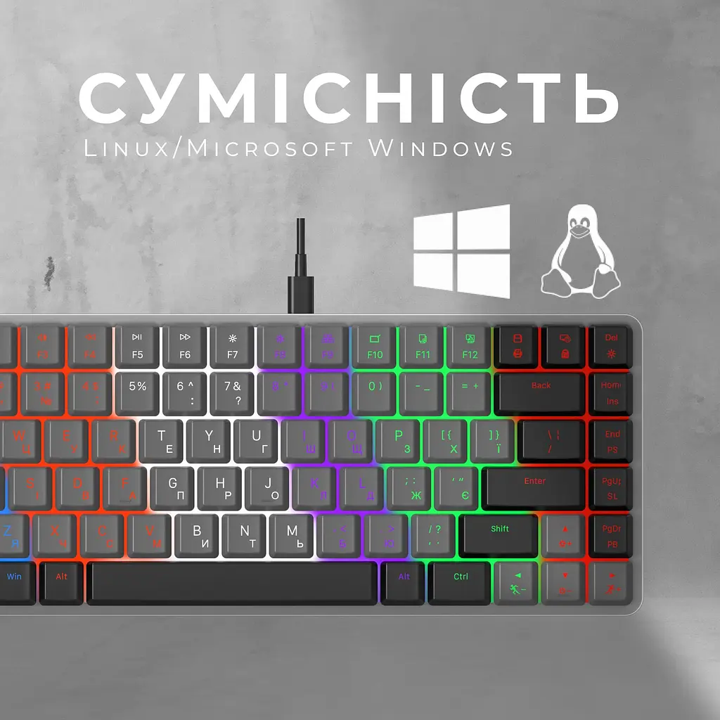 Клавиатура GamePro Red Swich Low Profile USB Dark Gray проводная (MK140R) - фото 4