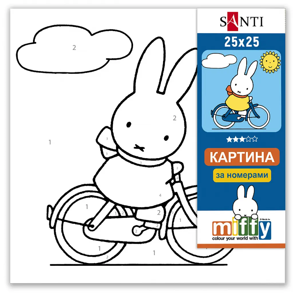Картина за номерами Santi Miffy. Bunny on bicycle 25х25 см (955659) - фото 2