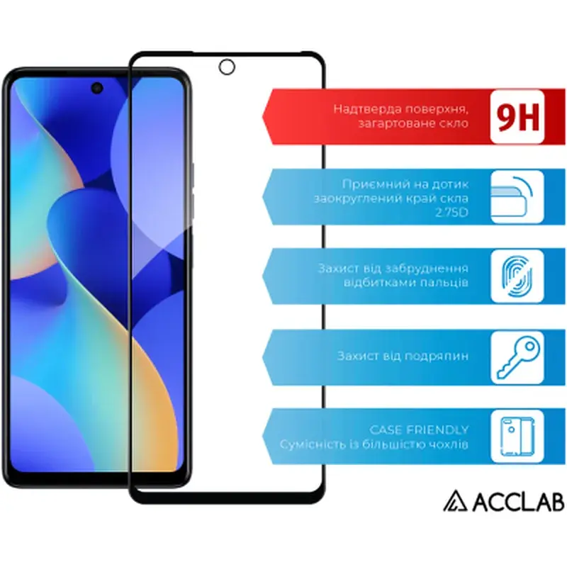 Скло захисне ACCLAB Full Glue Tecno Spark 10 Pro (1283126580567) - фото 3