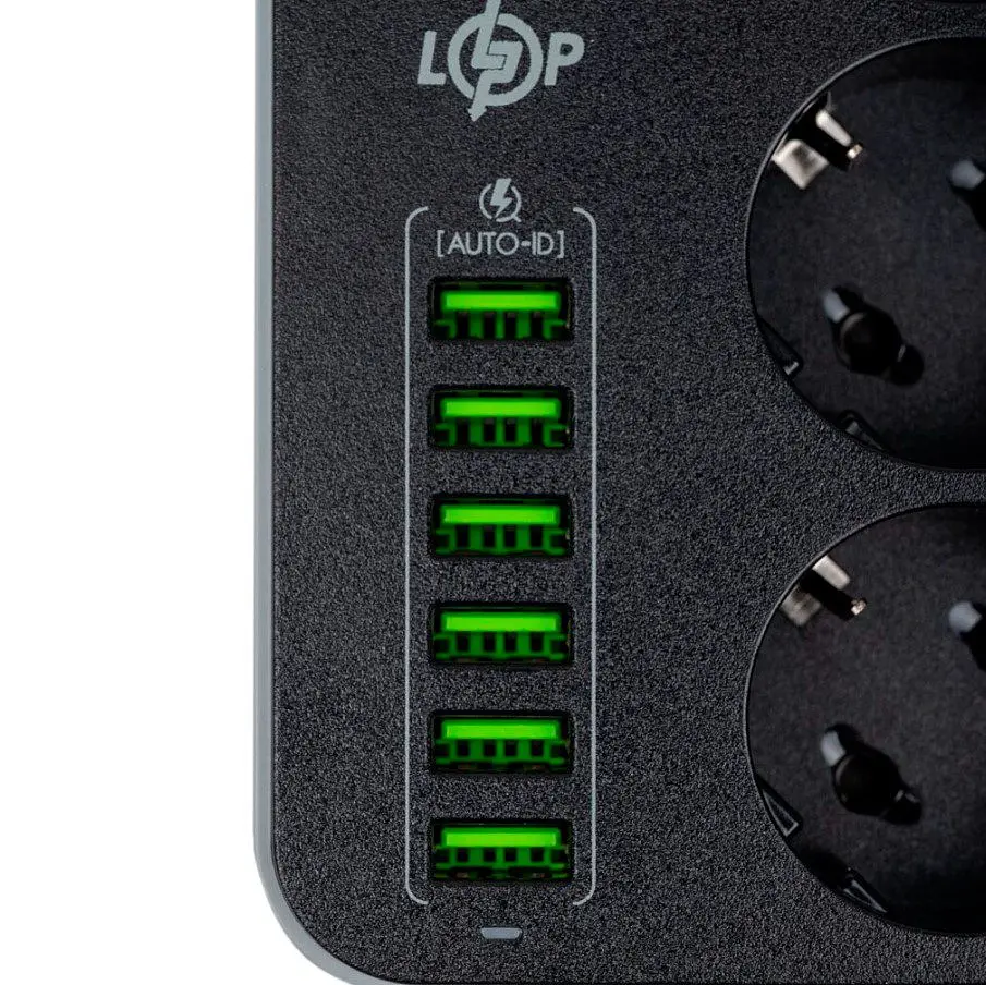 Сетевой фильтр-удлинитель LogicPower LPF24-USB6, 3x220V-2500W, 6xUSB-3.4A - фото 4