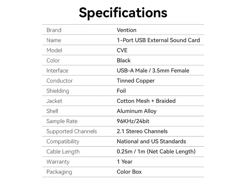 Звукова карта Vention 2 в 1 USB - AUX jack TRRS Ear DSP 0.25 м (CVEBC) - фото 4