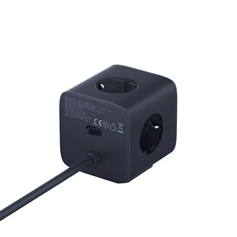 Мережевий фільтр Baseus EnerFill FA11 Cube Power Strip (3xAC + USB + 1xType-C 67W) (1.5m) black (E00082100123-00) - фото 5