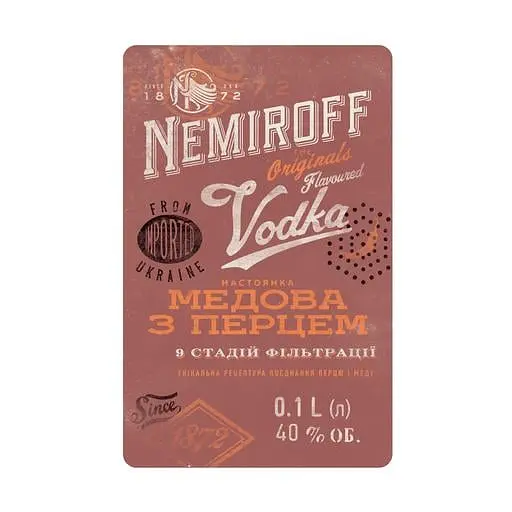 Настоянка Nemiroff Originals Українська медова з перцем, 40%, 0,1 л (887821) - фото 4