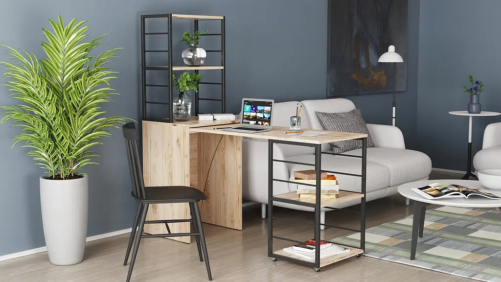 Стіл-тумба трансформер Смарт 3/2 з етажеркою Ferrum-decor 1430x1450x600 Чорний метал ДСП Дуб Сан-Марино 16 мм (FRD-105117) - фото 10
