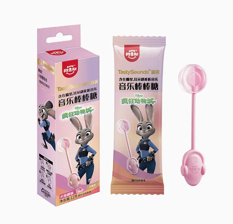 Льодяник Amos Tasty Sounds Audio Lollipop Zootopia Peach Flavour Джуді 12г - фото 3