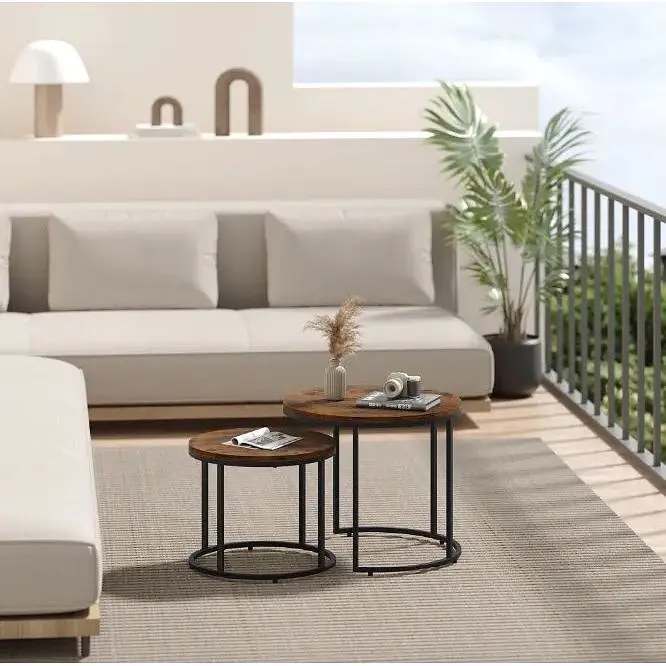 Комплект журнальних столиків Leobert Oreo круглий 53х45 см, 43х35 см коричневий - фото 4