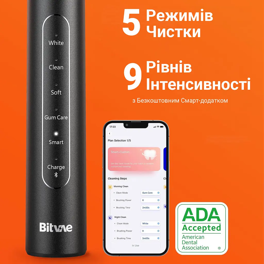 Електрична зубна щітка з футляром Bitvae S2 Smart 8 насадок Black - фото 2
