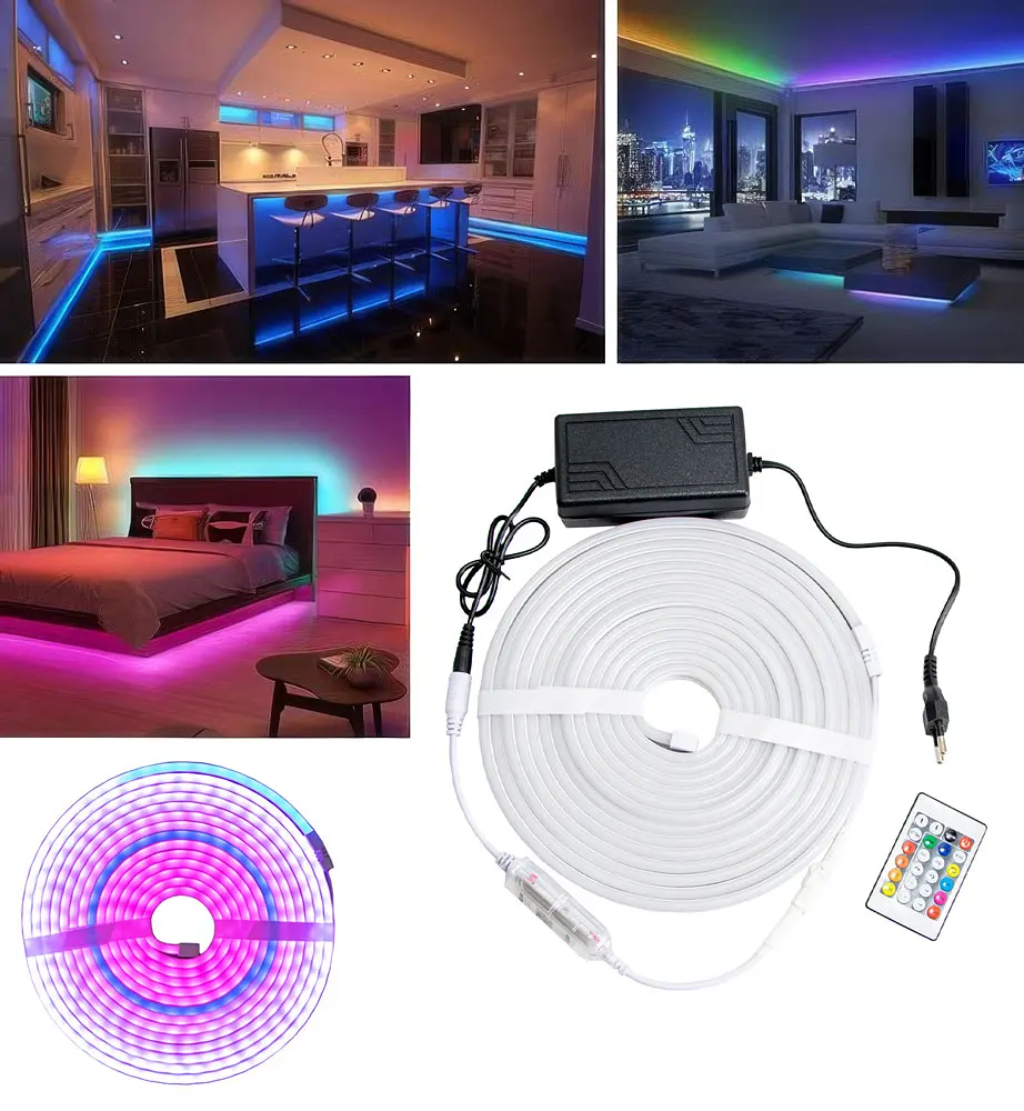Силіконова LED стрічка неон 5 метрів світлодіодна RGB стрічка Neon Flexible Light Strip 5A - фото 2