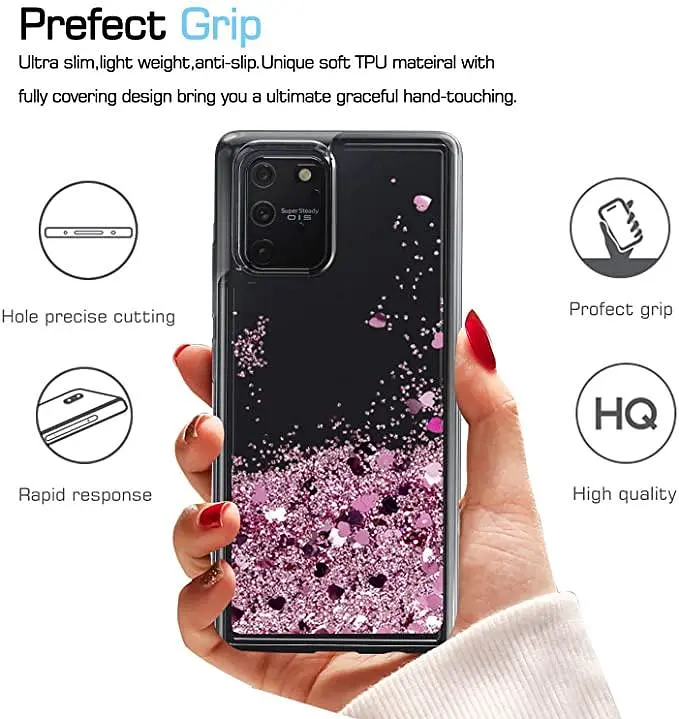 Чохол та захисна плівка для екрану LeYi для Samsung Galaxy A91, Дівчина з прозорим блискучим кристалом - фото 7