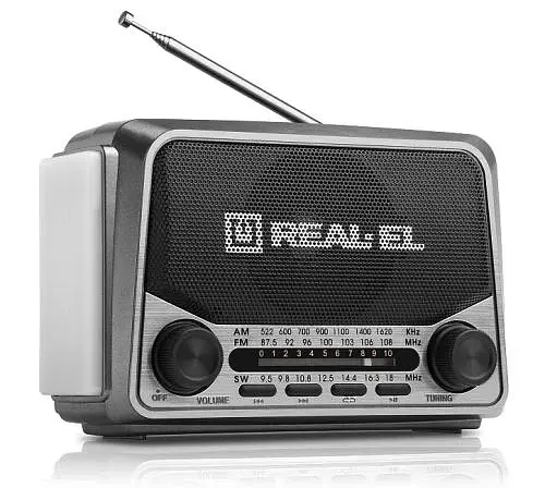 Радіоприймач 1.0 Real-El X-525 Grey, 3 Вт, пластиковий корпус, FM/AM/SW, USB, SD/microSD, акумулятор, ліхтарик - фото 7