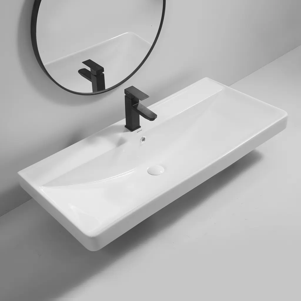Умывальник мебельный Mixxus Premium Style-1504 1000x480x190 мм с отверстием под смеситель и переливом MP6501, Белый - фото 6