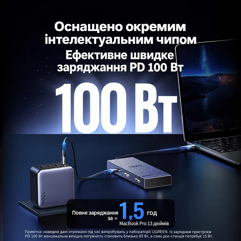 Док-станція USB-C UGREEN Revodok CM880 7 в 1 HDMI до 4K 60 Гц DisplayPort сірий (55610) - фото 5