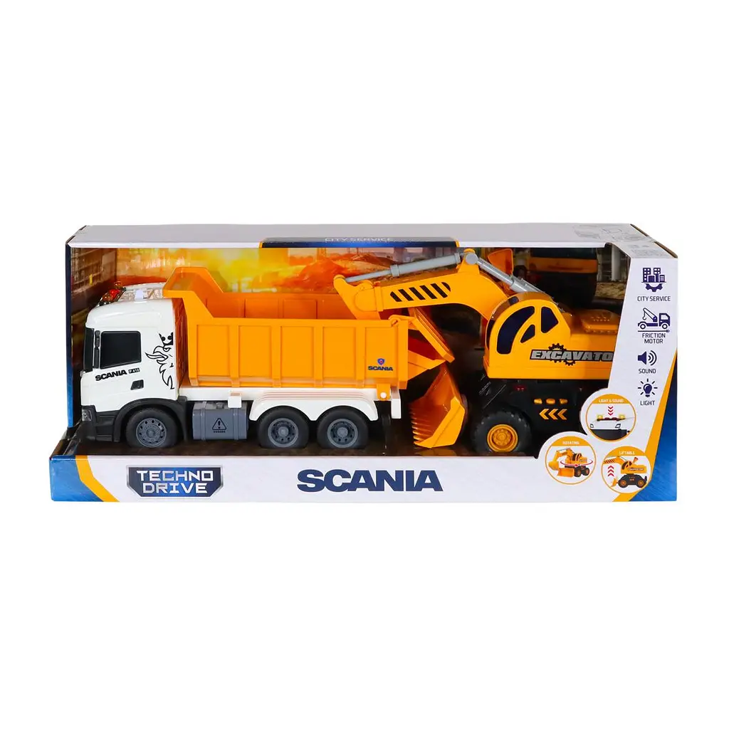 Ігровий набір серії "2 in 1 Truck" – САМОСКИД SCANIA І ЕКСКАВАТОР (світло, звук) TechnoDrive 8001KS - фото 6