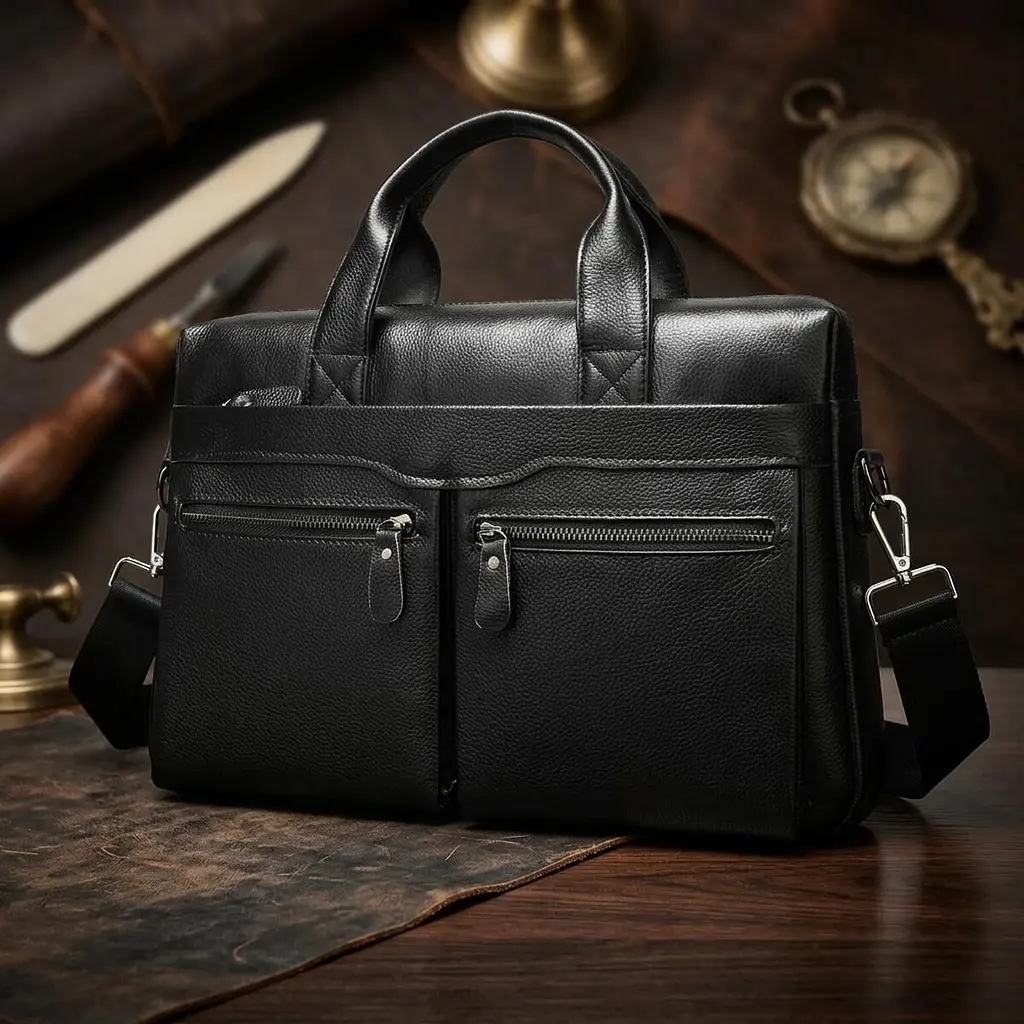Сумка для ноутбука 14579 із натуральної шкіри Vintage чорна - фото 4