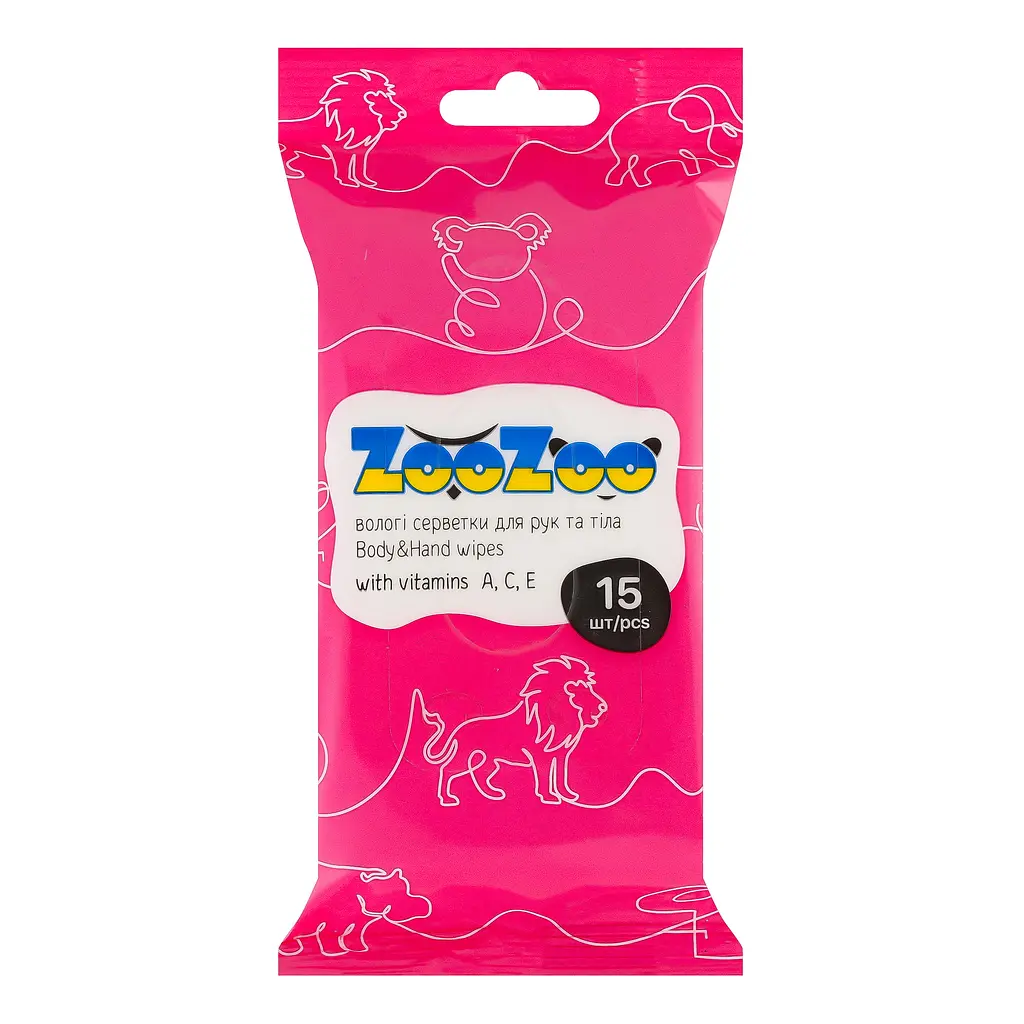 Серветки вологі для рук та тіла ZooZoo Вітаміни 15 шт. - фото 2