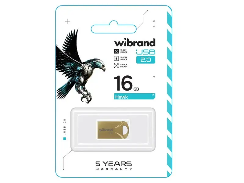 Флешка Wibrand 16 GB Hawk Gold USB 2.0 (WI2.0/HA16M1G) - фото 2