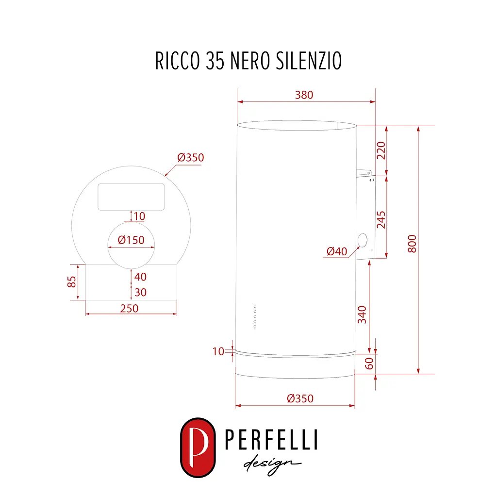 Витяжка пристінна PERFELLI DESIGN RICCO 35 NERO SILENZIO - фото 15