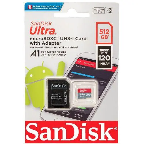 Карта памяти SanDisk microSDXC (UHS-1) Ultra 512Gb class 10 A1 (150Mb/s) (adapter SD) (SDSQUAC-512G-GN6MA) - фото 2