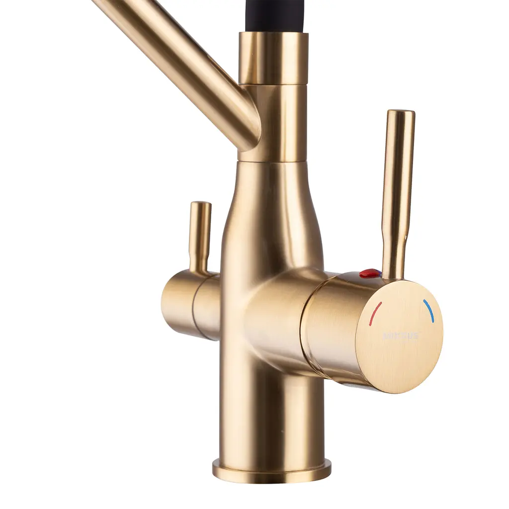 Смеситель для кухни Mixxus Premium Gravity 021 с гибким изливом Brushed Gold MI6981 Золотой - фото 2