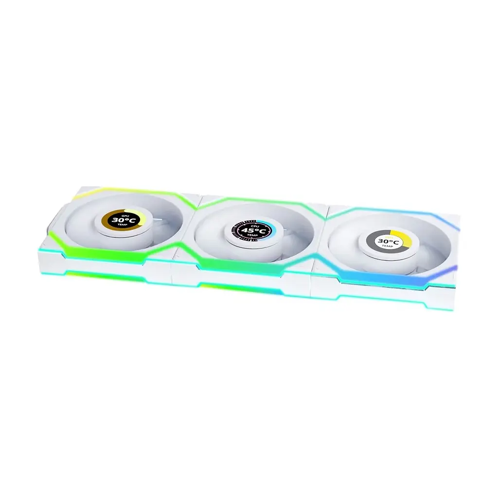 Кулер до корпусу Lian Li UNI Fan SL WIRELESS LCD 120-3, White (G99.12SLLCD1W3W.00) - фото 3