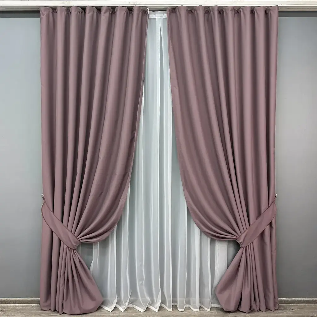 Комплект штор VR-Textil Midnight блекаут 2 шт 150x290 см пудровий (1679ш) - фото 2