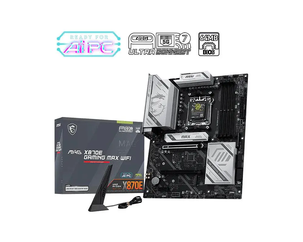 MSI Материнська плата MAG X870E GAMING MAX WIFI sAM5 X870E 4xDDR5 M.2 HDMI Wi-Fi BT ATX - фото 5