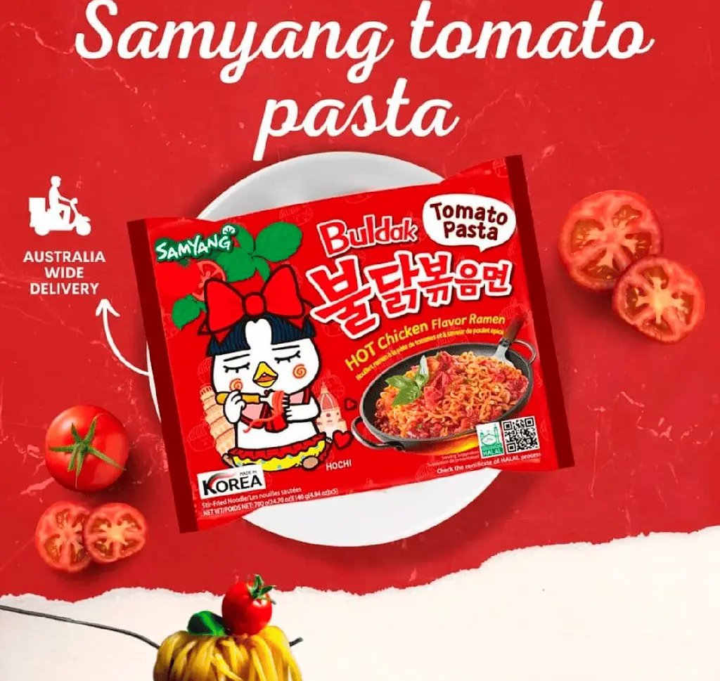 Локшина швидкого приготування Samyang Buldak Hot Chicken Tomato Pasta Flavour Ramen 140г - фото 2