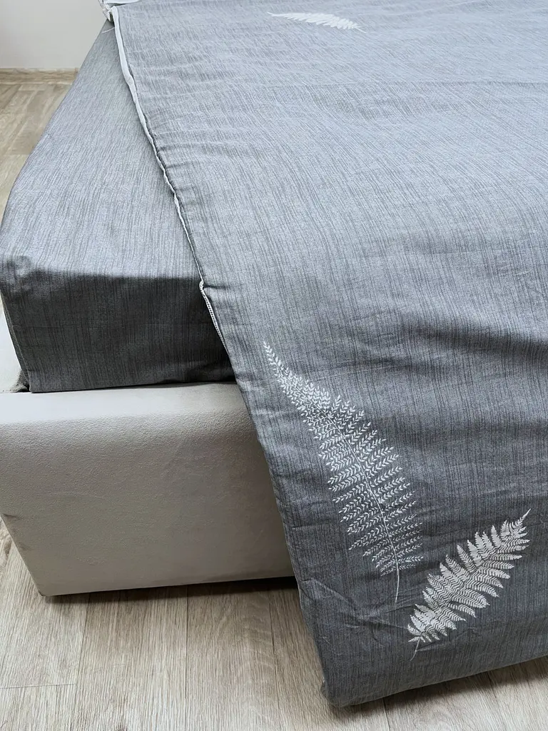 Простирадло без резинки Ecotton Євро 220х240 см із сатину сірого кольору (25356) - фото 5