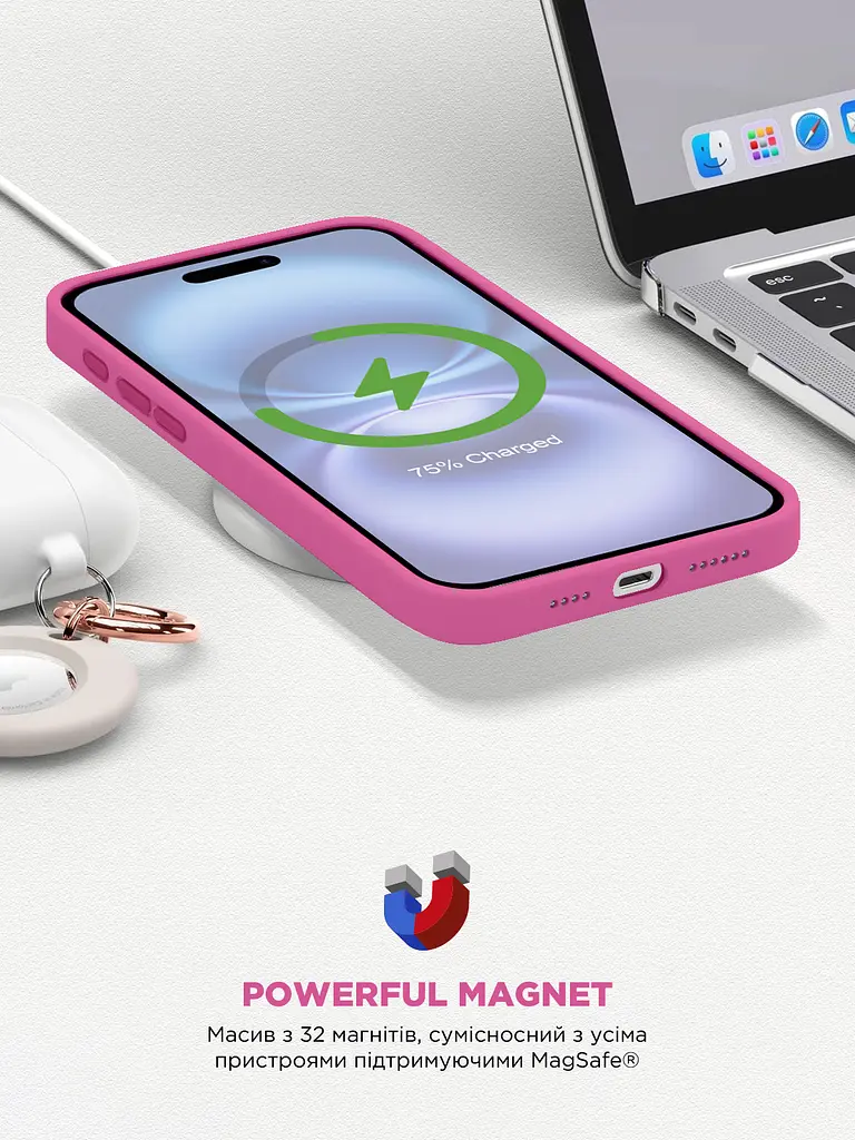 Силиконовый чехол с MagSafe для Apple iPhone 16, ICON2 MagCase, розовый, противоударный, панель с мягкой подкладкой, защита всего корпуса, поддержка беспроводной зарядки, совместим с защитными стеклами и пленками, ArmorStandart (ARM81314) - фото 9
