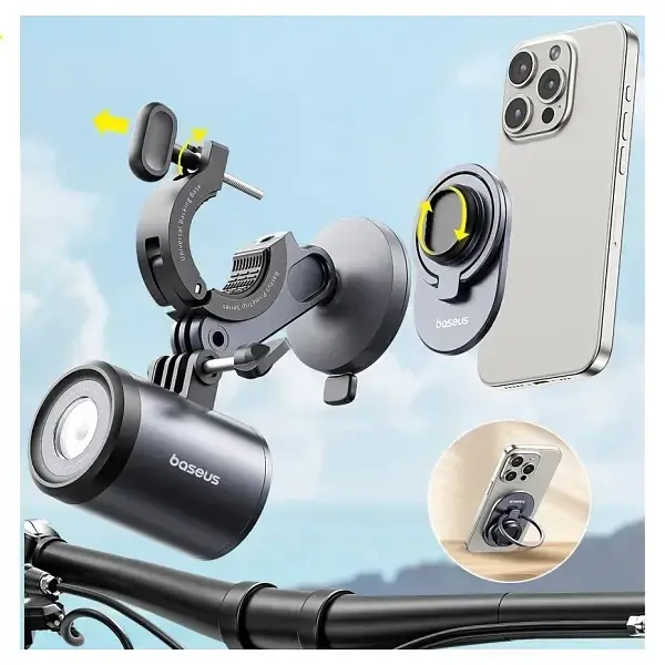 Мото-вело тримач + фонарик Baseus PrimeTrip Series Dual-Color Bike Light 2-in-1 Set C12569000121-00 Black - фото 8