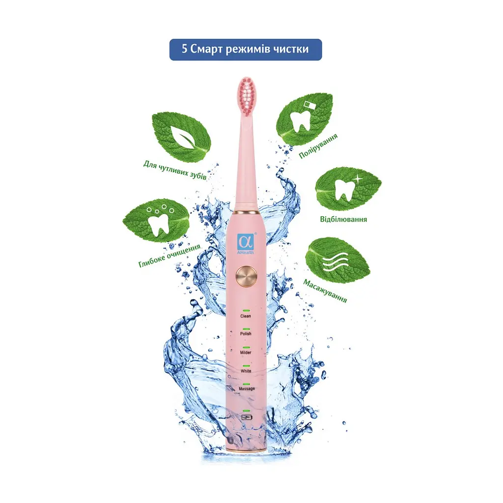 Электрическая зубная щетка AHealth SMART SONIC SMILE 1 pink (AHsss1p) - фото 2
